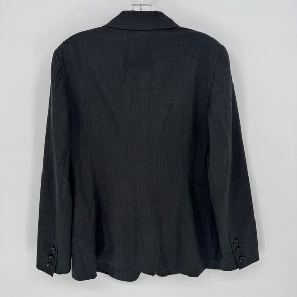 Lafayette 148 New York Charcoal Black Wool Blend Two Button Blazer Size 10 - Picture 4 of 7